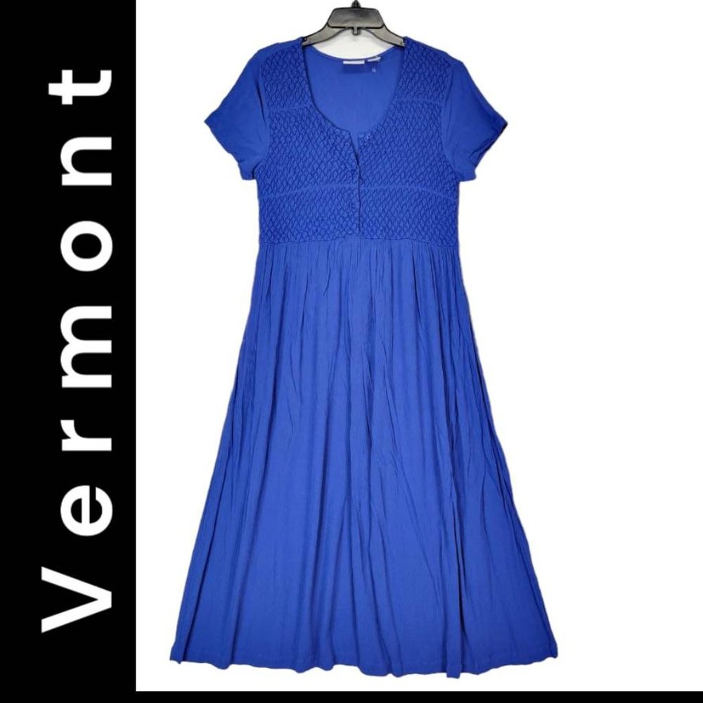 Vermont Woman Blue Formal Casual Cocktail Swing Flare Sleeveless Dress Sz Large